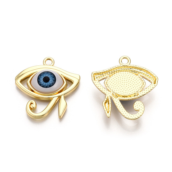 

PandaHall Rack Plating Alloy Enamel Pendants, Cadmium Free & Nickel Free & Lead Free, Eye of Ra/Re Charm, Light Gold, 29x28.5x7mm, Hole..., White