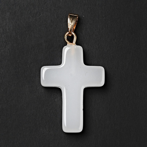 

PandaHall Glass Pendants, with Golden Plated Iron Findings, Cross, Gainsboro, 28.5x18x4.5mm, Hole: 5.5x3mm Iron+Glass Cross Gray