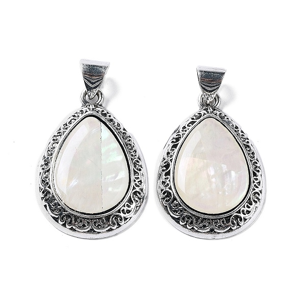 

PandaHall Natural Paua Shell Teardrop Pendants, Antique Silver Tone Alloy Drop Charms, Seashell Color, 39.5x27x6.5mm, Hole: 6x7.4mm Paua...