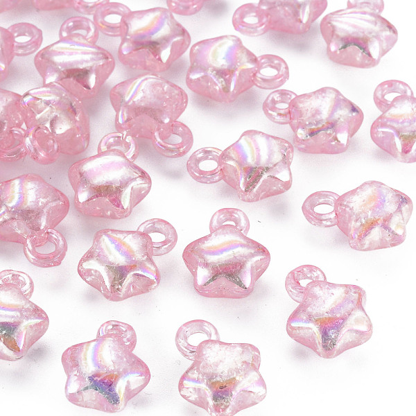

PandaHall Transparent Crackle Acrylic Pendants, AB Color, Star, Pink, 18x14x8.5mm, Hole: 3.5mm, about 510pcs/500g Acrylic Star Pink