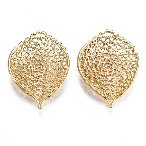 

PandaHall Brass Pendants, Nickel Free, Leaf, Real 18K Gold Plated, 30x22x5.5mm Brass Leaf