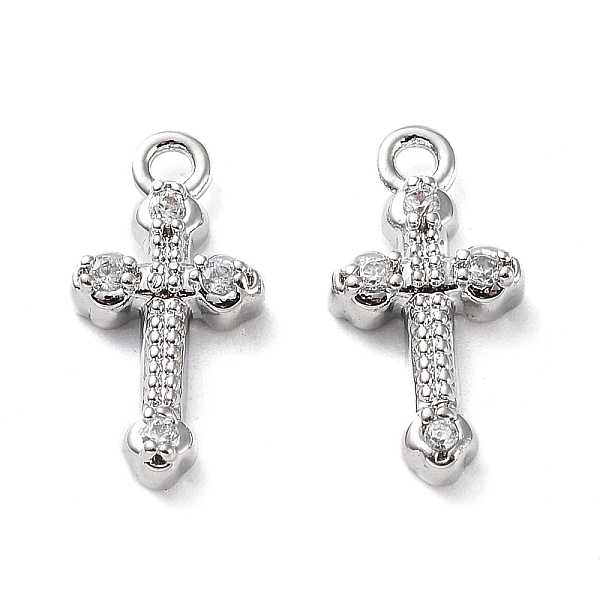 

PandaHall Rack Plating Brass Micro Pave Cubic Zirconia Pendants, Corss Charm, Real Platinum Plated, 13x6x2.5mm, Hole: 1.2mm Brass+Cubic..., Clear