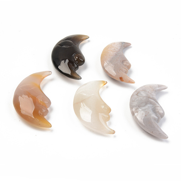 

PandaHall Natural Agate Beads, No Hole/Undrilled, Moon, 57~62x28~31.5x12.5~13.5mm Grey Agate Moon