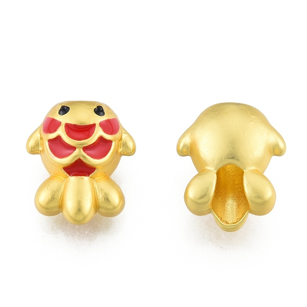 

PandaHall Alloy Enamel European Beads, Large Hole Beads, Fish, Matte Gold Color, 14x11.5x7.5mm, Hole: 4mm Alloy+Enamel Fish