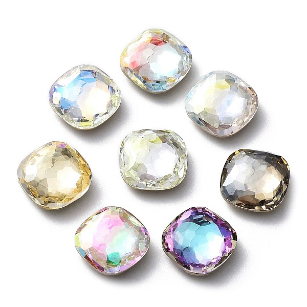 

PandaHall Glass Rhinestone Cabochons, Flat Back & Back Plated, Faceted, Square, Mixed Color, 18x18mm Glass Rhinestone Square Multicolor