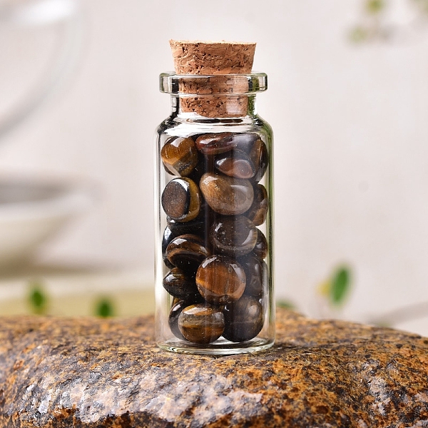 

PandaHall Glass Wishing Bottles, Reiki Natural Tiger Eye Drift Chip Beads inside for DIY Jewelry Making Home Decoration, 22x30mm Tiger Eye...