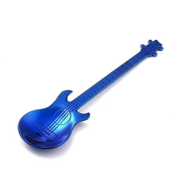 

PandaHall 304 Stainless Steel Teaspoon, Guitar Spoon, for Stirring Mixing Sugar Dessert Coffee Spoon, Blue, 120.5x32x1.5mm Stainless Steel
