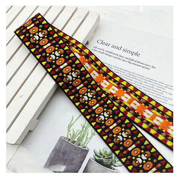 Ethnic Style Embroidery Rhombus Polyester Ribbons