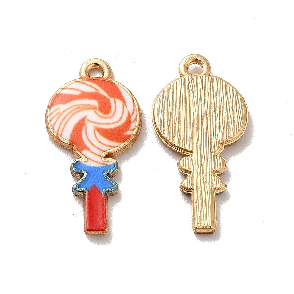 

PandaHall Alloy Enamel Pendants, Golden, Lollipop Charm, Orange, 24x12x2mm, Hole: 1.5mm Alloy+Enamel Lollipop Orange