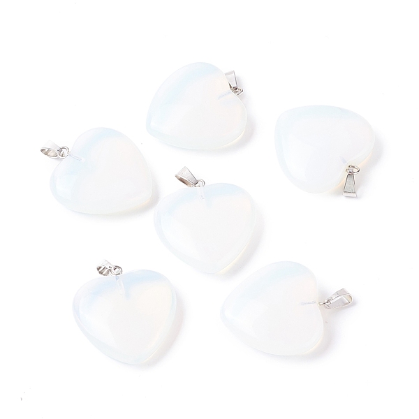 

PandaHall Opalite Pendants, with Platinum Tone Brass Findings, Heart, 27~28x24.5~26x6~8.5mm, Hole: 2.4x5.6mm Opalite Heart