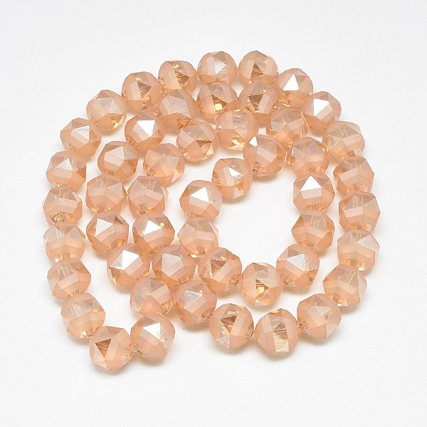 

PandaHall Electroplate Glass Beads Strands, Rainbow Plated, Frosted, Faceted, Round, Light Salmon, 11~12x11~12mm, Hole: 1.5mm, about..., Red
