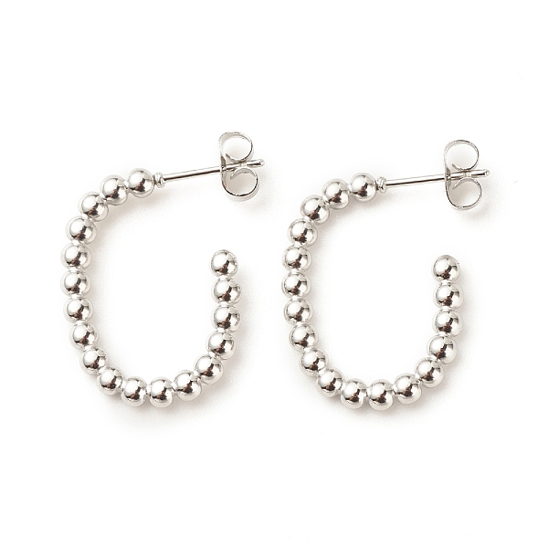 

PandaHall 304 Stainless Steel Oval Stud Earrings, Half Hoop Earrings for Women, Stainless Steel Color, 24x18mm, Pin: 0.8mm 304 Stainless...