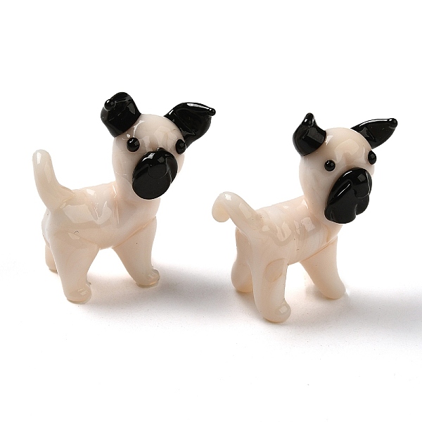 

PandaHall Handmade Lampwork Home Decorations, 3D Dog Ornaments for Gift, Seashell Color, 19~20x11.5~12x23mm Lampwork Dog White