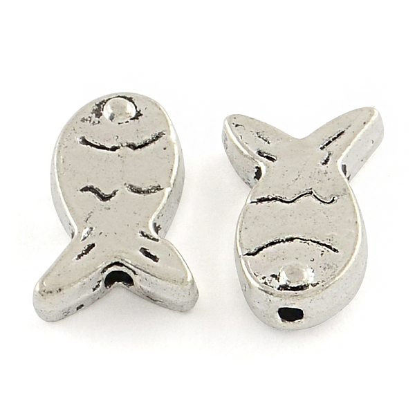 

PandaHall Tibetan Style Fish Alloy Beads, Cadmium Free & Lead Free, Antique Silver, 11.5x8x3.5mm, Hole: 1mm, about 1086pcs/1000g Alloy Fish