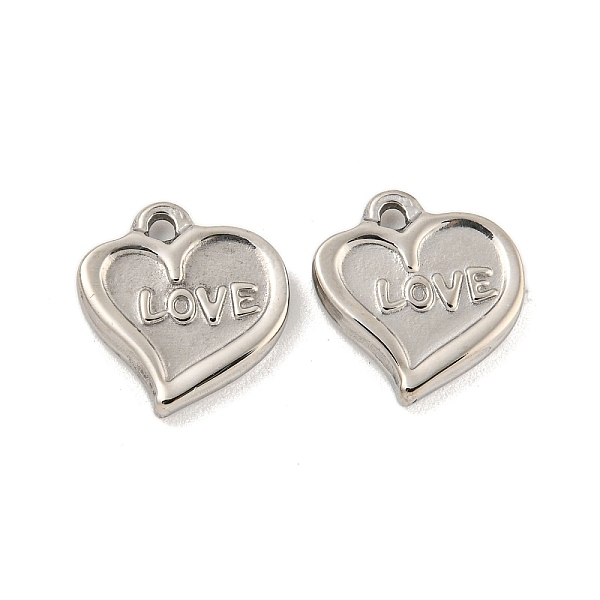 

PandaHall Valentine's Day 304 Stainless Steel Charms, Heart with Word Love Charm, Stainless Steel Color, 12x11.5x2mm, Hole: 1.4mm 304...