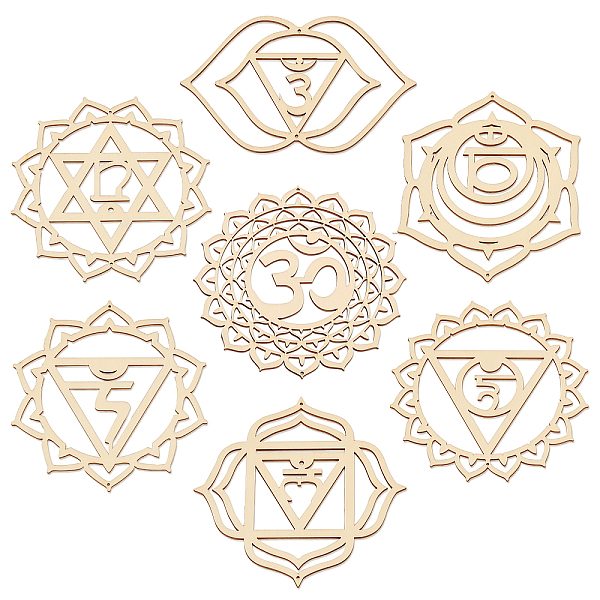 

PandaHall CHGCRAFT 7 Chakra Theme Unfinished Wooden Pendant Decorations, with Ropes, for Wall Decoration, Meditation, BurlyWood, Pendant..., Orange