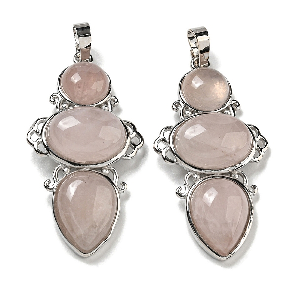 

PandaHall Natural Rose Quartz Pendants, Rack Plating Brass Flower Charms, Cadmium Free & Lead Free, Platinum, 47x24x6.5mm, Hole: 7.5x5mm...
