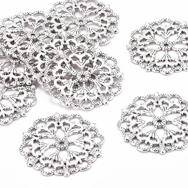 

PandaHall Tibetan Style Filigree Joiners Links, Cadmium Free & Nickel Free & Lead Free, Flower, Antique Silver, 29x1mm, Hole: 1.2mm Alloy...
