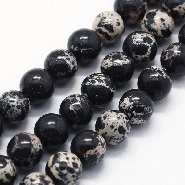 

PandaHall Synthetic Imperial Jasper Beads Strands, Dyed, Round, Black, 8mm, Hole: 0.8mm, about 47pcs/strand, 14.96 inch(38cm) Imperial...
