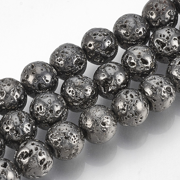 

PandaHall Electroplated Natural Lava Rock Bead Strands, Round, Bumpy, Gunmetal Plated, 4~5mm, Hole: 1mm, about 89pcs/strand, 15.7 inch Lava...