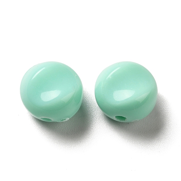 

PandaHall Opaque Acrylic Beads, Flat Round, Aquamarine, 9.5~10x12mm, Hole: 1.8mm, about 1110pcs/500g Acrylic Flat Round Green