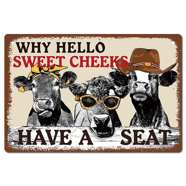 

PandaHall CREATCABIN Cattle Why Hello Sweet Cheeks Sign Vintage Tin Signs Funny Metal Tin Sign Wall Art Garden House Plaque for Bathroom...