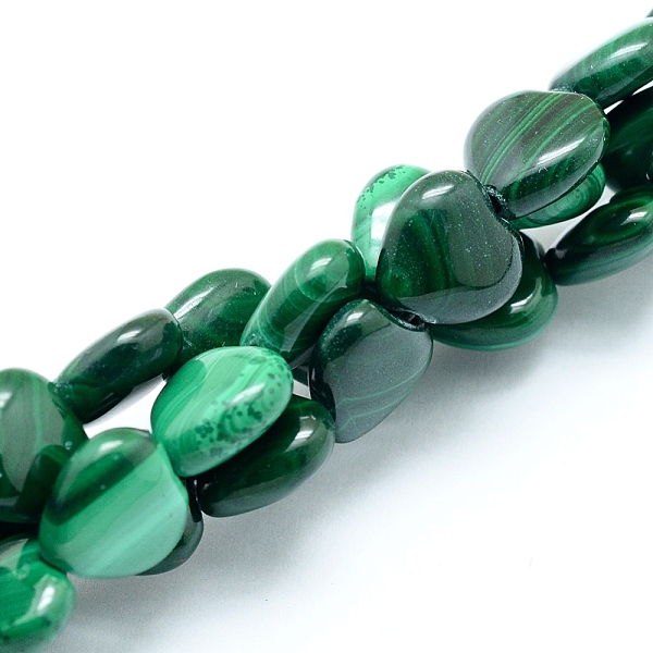 

PandaHall Natural Malachite Beads Strands, Heart, 10x10x4~5mm, Hole: 0.8mm, about 43pcs/strand, 15.75 inch(40cm) Malachite Heart
