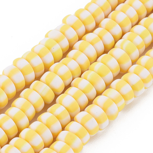 

PandaHall Handmade Polymer Clay Beads Strands, for DIY Jewelry Crafts Supplies, Flat Round, Champagne Yellow, 6.8~8x3mm, Hole: 1.4mm, about...