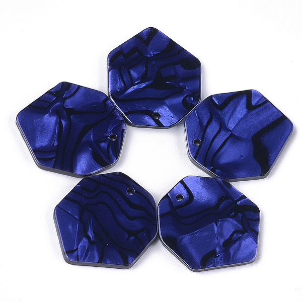 

PandaHall Cellulose Acetate(Resin) Pendants, Polygon, Dark Blue, 22.5x19~20x2.5mm, Hole: 1.2mm Cellulose Acetate Polygon Blue