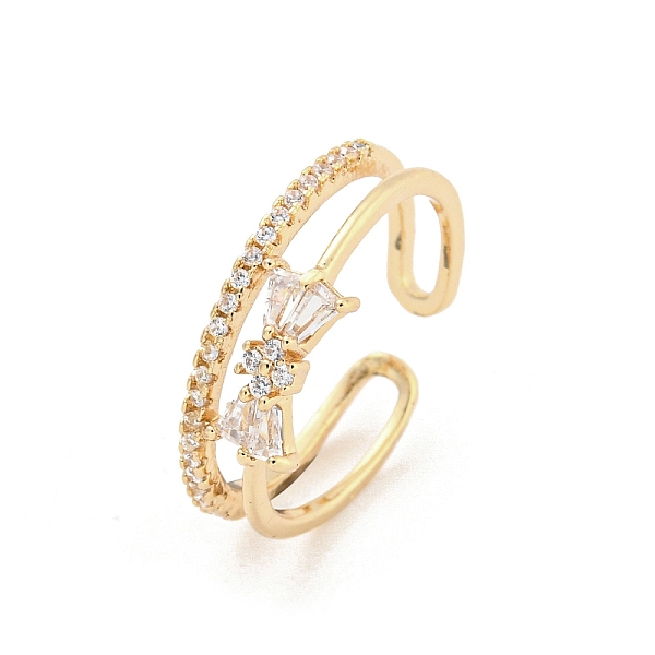 

PandaHall Brass Micro Pave Cubic Zirconia Cuff Rings, Bowknot Open Rings for Women, Long-Lasting Plated, Golden, 4.5mm Brass+Cubic Zirconia...