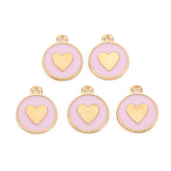 

PandaHall Alloy Enamel Pendants, Cadmium Free & Lead Free, Light Gold, Flat Round with Heart, Pink, 16x13x2mm, Hole: 1.6mm Alloy+Enamel Flat...