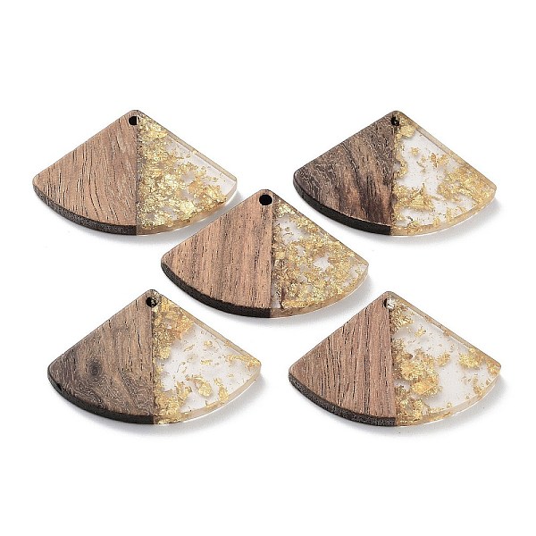 

PandaHall Wood and Resin Pendants, with Gold Foil or Silver Foil, Fan Shaped, Gold, 26x38x3.7mm, Hole: 2mm Wood Fan Gold