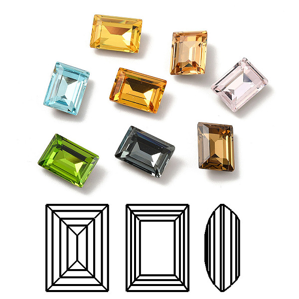 

PandaHall Faceted K9 Glass Rhinestone Cabochons, Pointed Back & Back Plated, Rectangle, Mixed Color, 10x8x4mm Glass Rhinestone Rectangle..., Multicolor