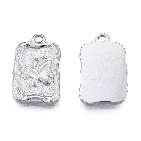 

PandaHall 304 Stainless Steel Pendants, Rectangle with Butterfly, Stainless Steel Color, 22x14x2.5mm, Hole: 2mm 304 Stainless Steel...