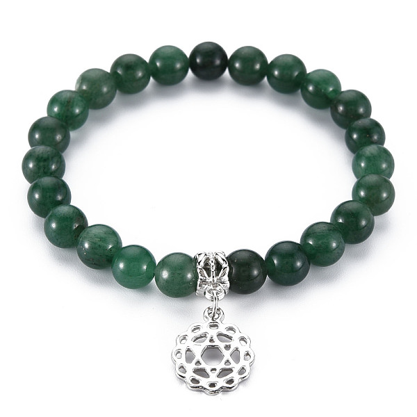 

PandaHall Natural Tiger Eye Beaded Stretch Bracelets, Anahata 7 Chakra Alloy Charm Bracelets for Girl Women, Inner Diameter: 2 inch~2-1/8...