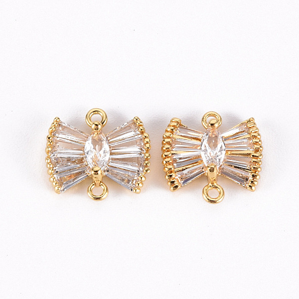 

PandaHall Brass Micro Pave Clear Cubic Zirconia Link Connectors, Nickel Free, Bowknot, Real 18K Gold Plated, 10x10.5x4mm, Hole: 1mm...