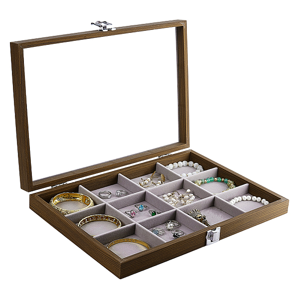 12 Grids Wooden Presentation Boxes with Glass Windows