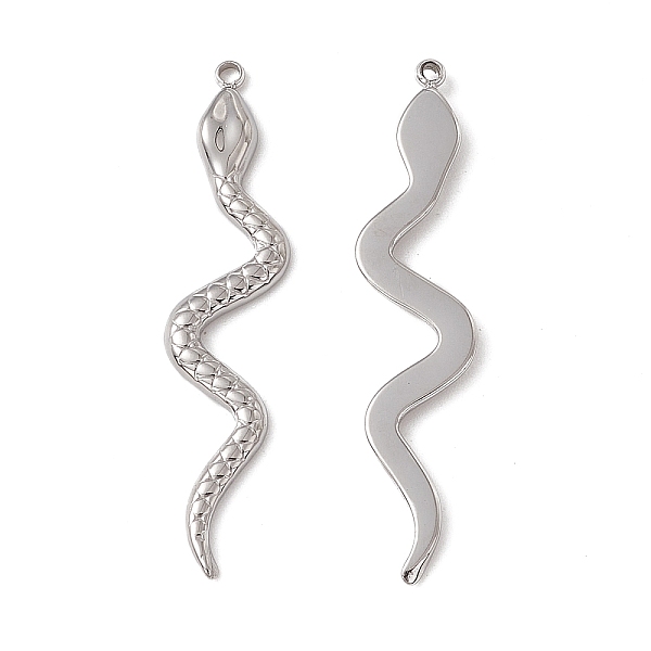 

PandaHall 201 Stainless Steel Pendants, Snake Charm, Stainless Steel Color, 43x9x2mm, Hole: 1.6mm 201 Stainless Steel Snake