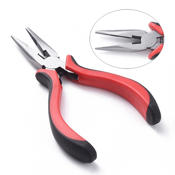 

PandaHall Carbon Steel Jewelry Pliers, Wire Cutter Pliers, Chain Nose Pliers, Serrated Jaw, Polishing, Platinum, 135mm Carbon Steel Red