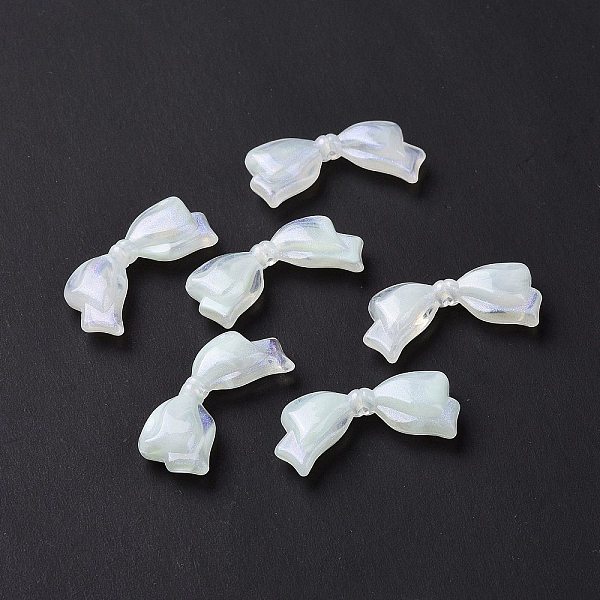 

PandaHall Opaque Acrylic Beads, Glitter Beads, Bowknot, Honeydew, 13.5x29x5.5mm, Hole: 1.8mm, about 415pcs/500g Acrylic Bowknot Green