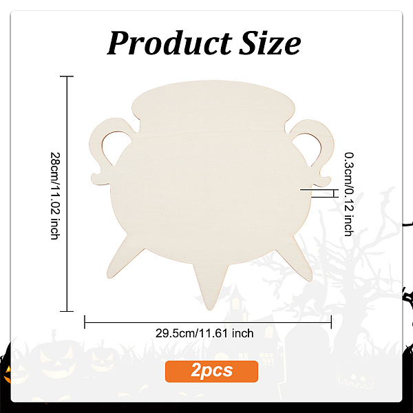 

PandaHall Unfinished Wooden Pieces, Wood Cutouts, Cauldron Pattern, 28x29.5x0.3cm Wood Tableware