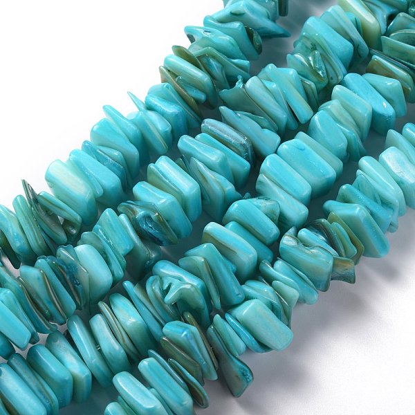 

PandaHall Natural Freshwater Shell Beads Strands, Dyed, Square, Dark Turquoise, 11~16.5x10~13x1~7mm, Hole: 1.2mm, about 190pcs/strand, 14.96...