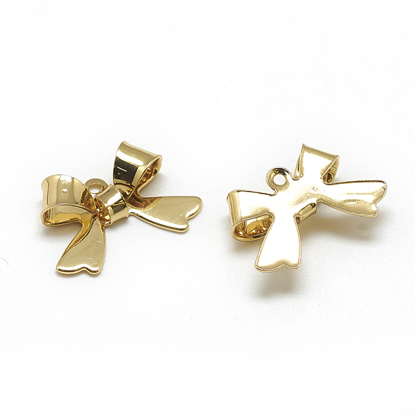 

PandaHall Brass Pendants, Bowknot, Real 18K Gold Plated, 11x16x4mm, Hole: 1mm Brass Bowknot