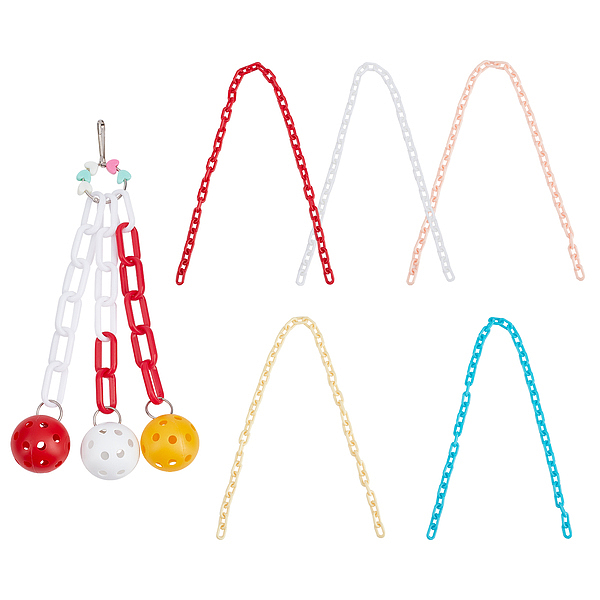 

PandaHall AHANDMAKER 5 Colors Oval ABS Plastic Cable Chains, with Bird Cage Toys Parrots Reliable & Chewable, Mixed Color, Chains: Link..., Multicolor