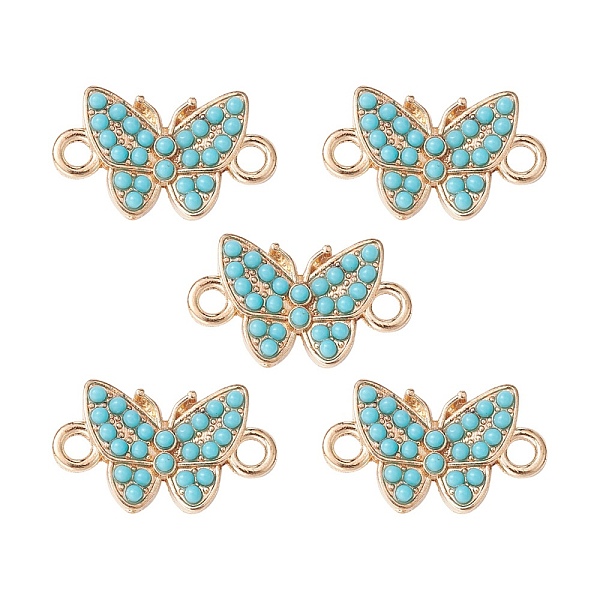 

PandaHall Alloy Connector Charms, with Synthetic Turquoise, Butterfly Links, Golden, 12.5x21x3mm, Hole: 2mm Alloy Butterfly