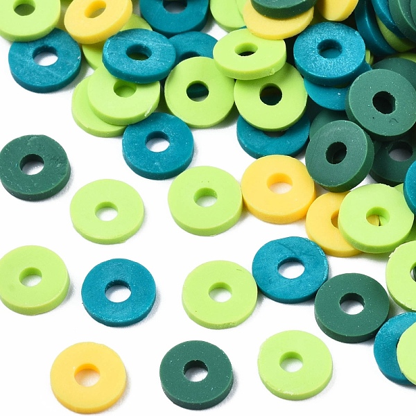 PandaHall Handmade Polymer Clay Beads, Heishi Beads, for DIY Jewelry Crafts Supplies, Disc/Flat Round, Dark Turquoise, 6x1mm, Hole: 2mm...