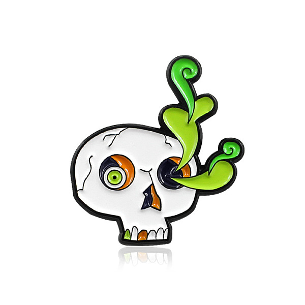

PandaHall Alloy Enamel Brooches, Skull, White, 31x27mm Alloy+Enamel White