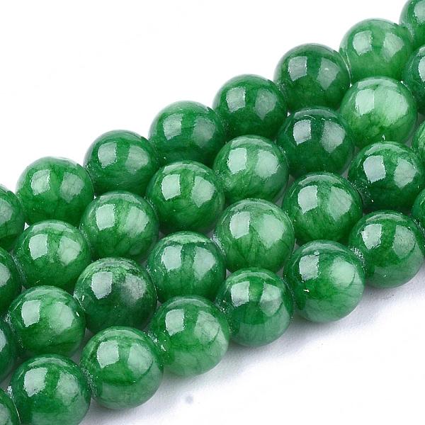 Chapelets de perles de pierres en jade jaune teinte