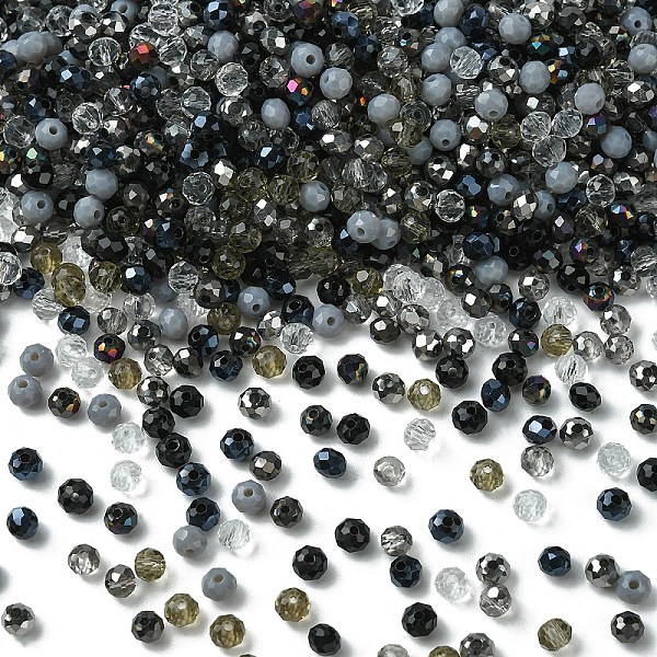 

PandaHall Glass Beads, Mixed Style, Faceted Rondelle, Black, 4x3.5mm, Hole: 1mm, about 500pcs/bag Glass Rondelle Black
