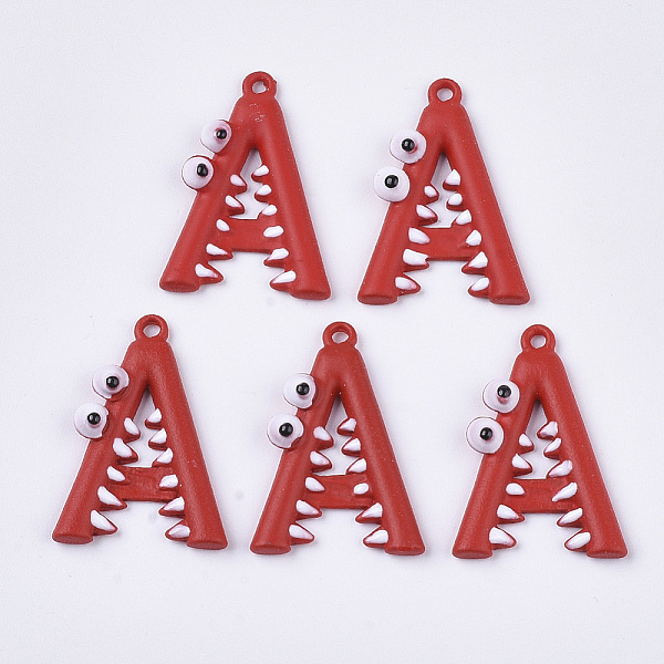

PandaHall Spray Painted Alloy Pendants, Letter A, Red, 25x17.5x4.5mm, Hole: 1.5mm Alloy Letter Red